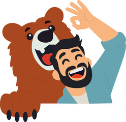 Happy Man Bear Cartoon Friend OK
