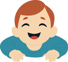Happy Boy Peeking Illustration