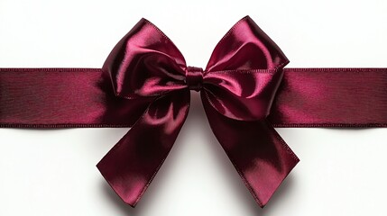 Burgundy Bow on White Ribbon
