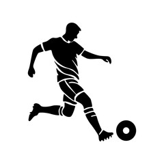 Fototapeta premium Soccer player running with ball, footballer isolated vector silhouette, football player