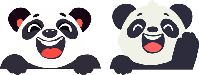 Two Happy Pandas Cartoon © Cultural Sketchify 
