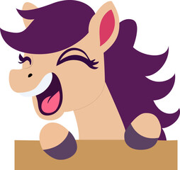 Happy Purple-Haired Pony Cartoon