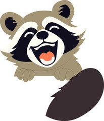 Happy Raccoon Cartoon Character