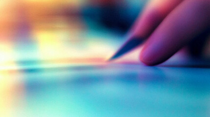 Close-Up of Hand Using a Touchscreen Device in a Digital Environment – Fintech, Business Innovation, and Future Technology Concept