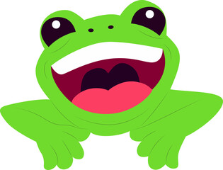 Happy Green Frog Cartoon
