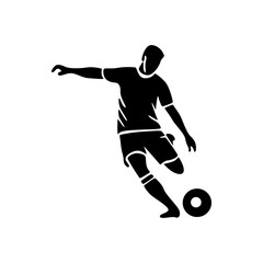 Soccer player running with ball, footballer isolated vector silhouette, football player © Yaden Std