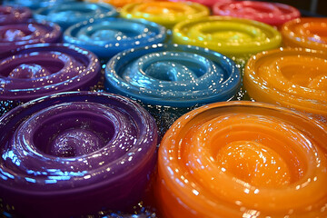 Colorful Swirled Jelly Cylinders Display