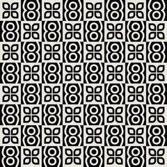 Seamless mid-century flower pattern in black and white. Graphical illustration for a unique wall decor, textiles and interior design.