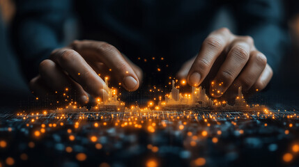 Business with technology, high technology for future. Generative AI Illustration.