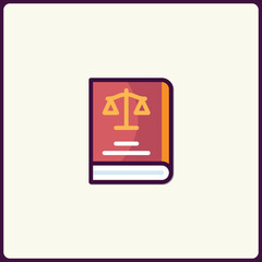 Law book icon with balance scales symbol for legal advice and justice
