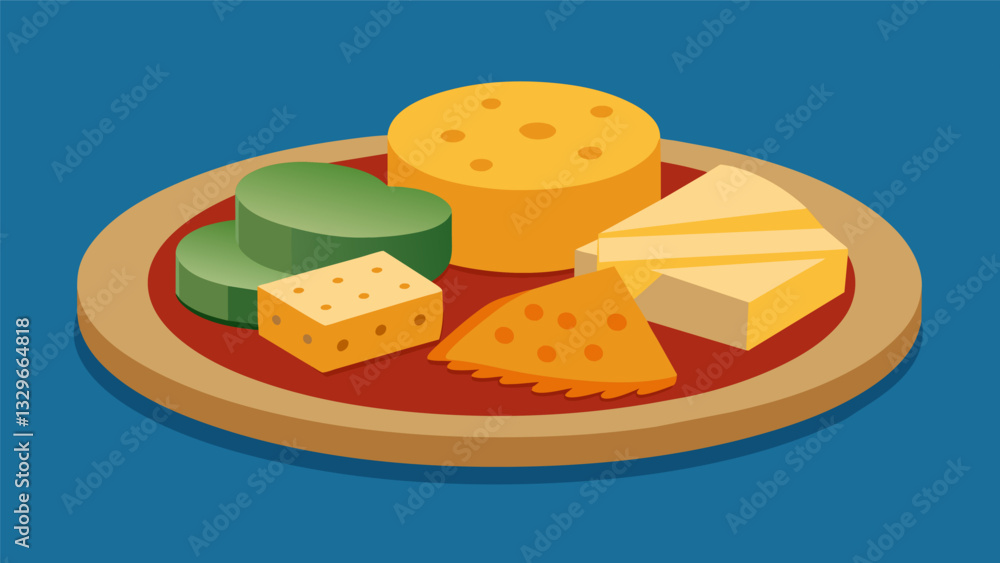 Poster assorted cheese and cracker platter including cheddar pepper jack and gouda for a simple and filling