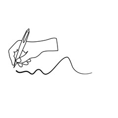 Hand holding pen and writing

