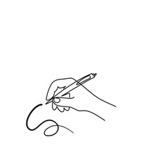 Hand holding pen and writing
