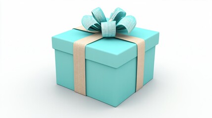 Obraz premium Elegant 3D Gift Box on White Background, Perfect for Birthday Celebrations