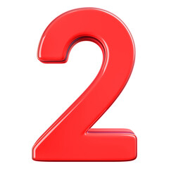 3D Red Number 2