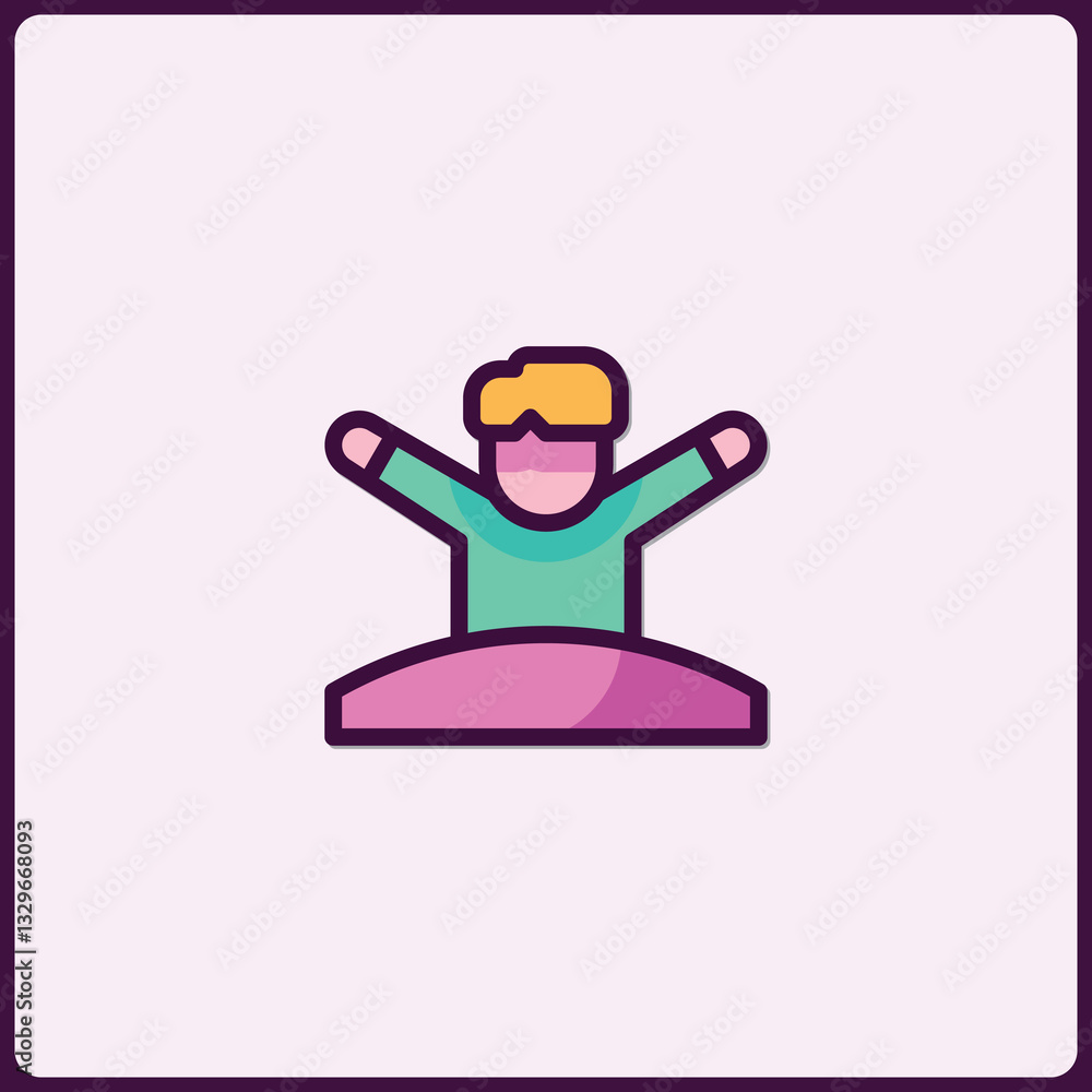 Poster joyful character icon expressing openness and happiness in a colorful design