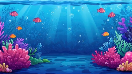 Vibrant Underwater Scene with Colorful Coral Reef and Fish