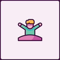 Joyful Character Icon Expressing Openness and Happiness in a Colorful Design