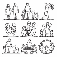 Child care line icon set. Breastfeeding, childhood, parent, pediatrician, toddler, mother, father, Family, icons set. Baby care, thin line design. Motherhood and fatherhood, linear symbols collection.