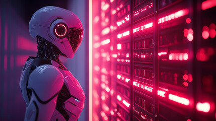 Futuristic robot in a high-tech environment.