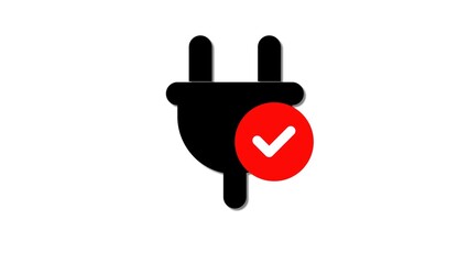 Simple electric plug icon representing power, energy connection, and electrical outlets in modern digital interfaces.