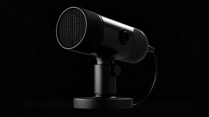 Stylish black microphone on a stand.