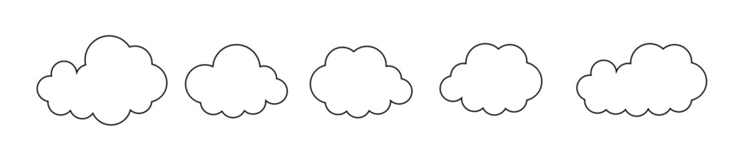 Obraz premium Clouds line art icon. Databases networking software image cloud and synoptics concept. Vector