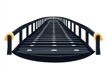 Black Wooden Bridge Over Calm Water with Gentle Background Scenery