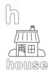 Fototapeta premium Alphabet Coloring Page for Kids. Children's Coloring Activity sheet. Cute Hose Illustration to Color.