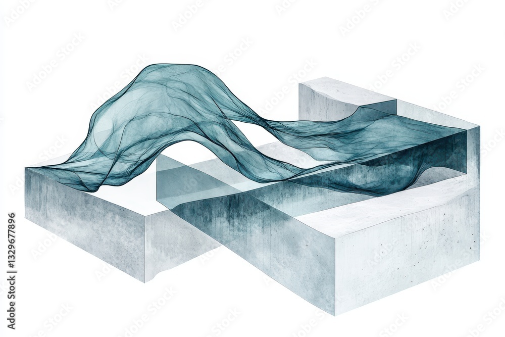 Aufkleber abstract render of flowing textures and geometric shapes design