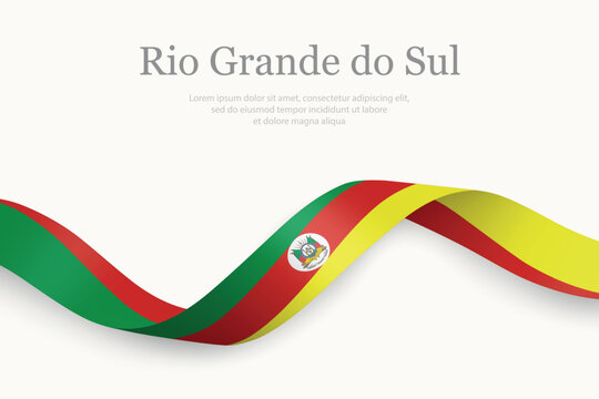Rio Grande do Sul flag on Waving ribbon. State of Brazil