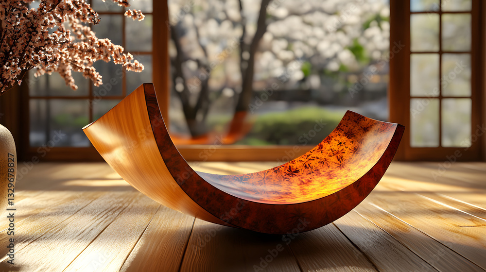 Poster artistic composition featuring a vase and a tree in the background with fractal design inspiration c