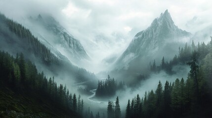Serene Misty Mountain Landscape Photography for Adobe Stock
