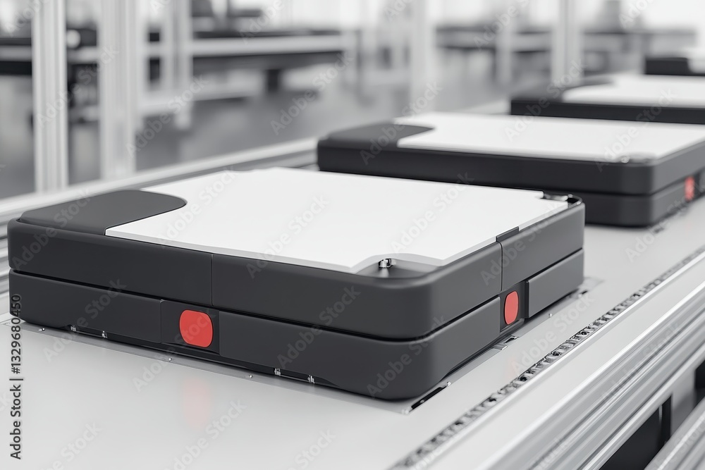 Poster automated delivery robots in modern warehouse environment
