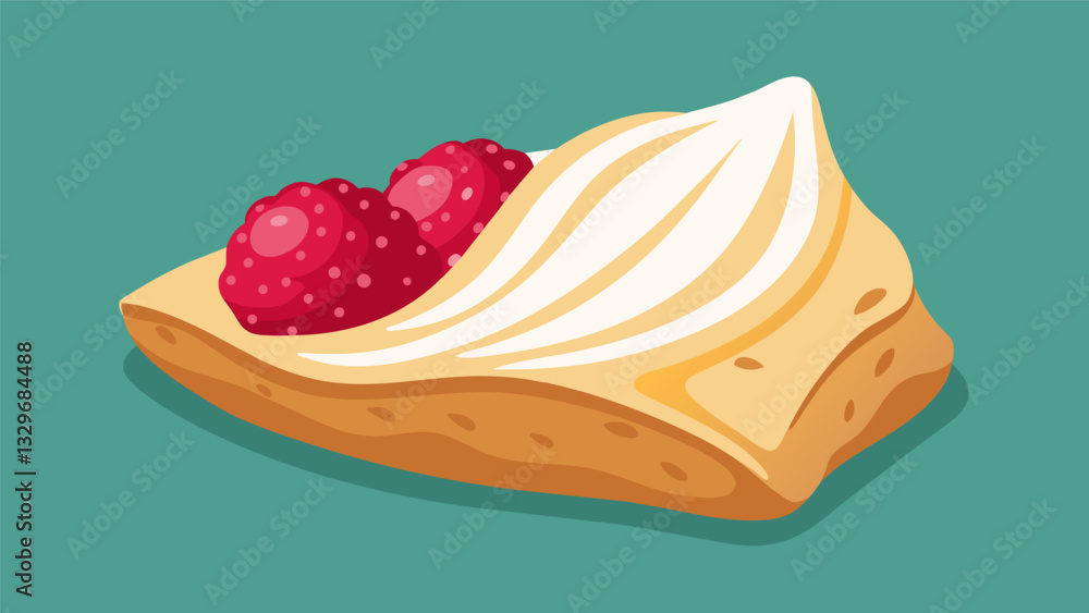 Poster brie and raspberry jam wrapped in delicate puff pastry and lightly dusted with powdered sugar.. vect