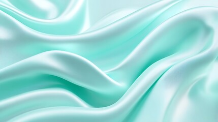 Obraz premium Soft flowing seafoam green satin fabric with gentle ripples and curves