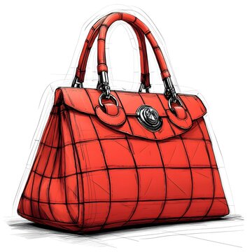 recommend clip art: Stylish 2D Line Art Vector Design of a Contemporary Handbag for Fashion Illustrators