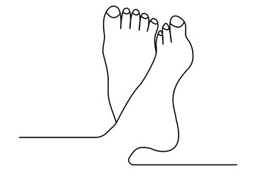 Foot sole continuous one line drawing with black and white background