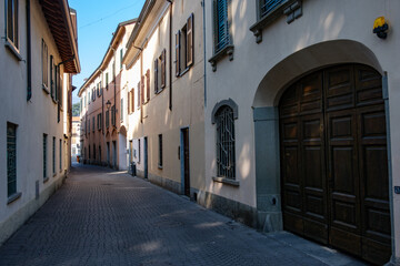 Fototapeta premium Street of Oggiono, historic town in Brianza, Italy