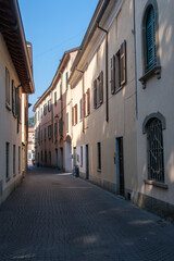 Street of Oggiono, historic town in Brianza, Italy