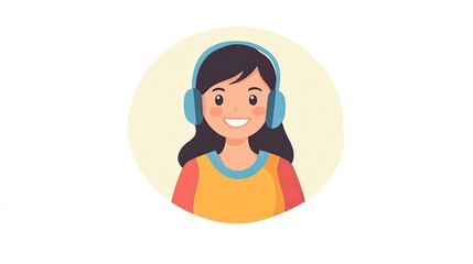 Happy Girl Listening to Music with Headphones: A cheerful illustration of a young woman enjoying her favorite tunes.