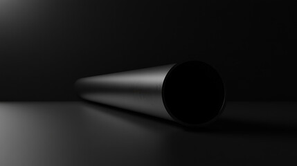 A partially compressed aluminum tube with a modern industrial look, resting on a smooth monochrome backdrop. The interplay of light and reflection enhances the depth and realism, while the subtle im