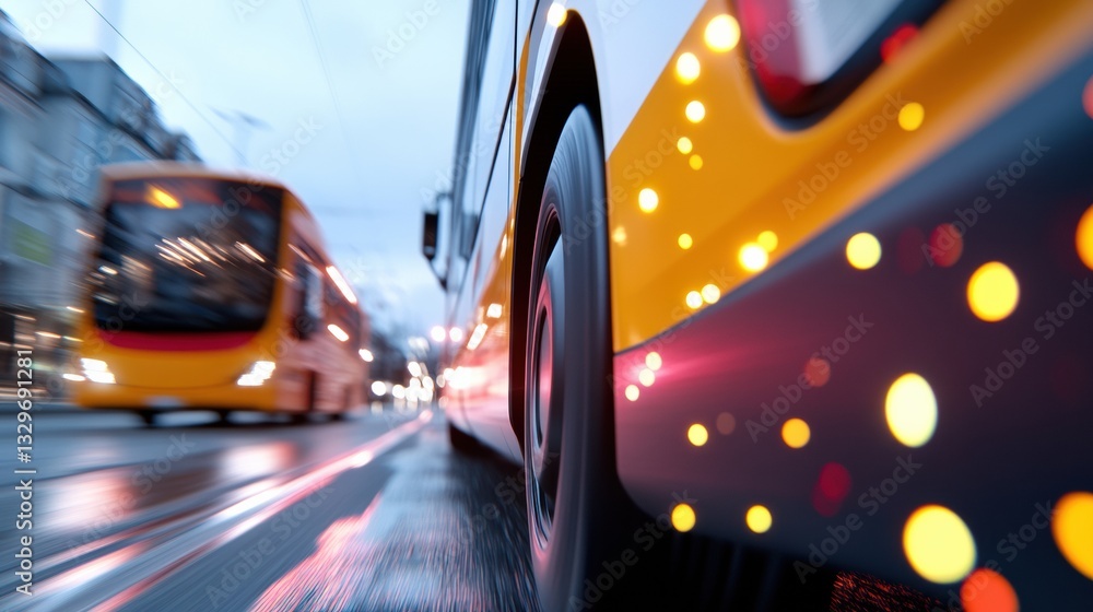 Poster urban mobility revolution high-speed electric bus dynamics capturing sustainable transportation inno