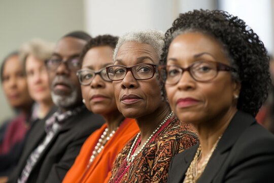 Engaged audience listens attentively during a public meeting at a community center in the afternoon