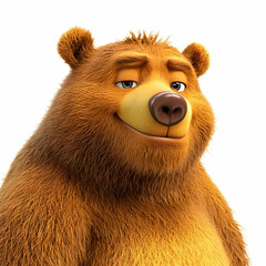 Bear with a bright and jolly mood on a simple white backdrop.