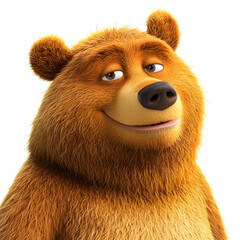 Bear showing a friendly and joyful mood on a fresh white background.