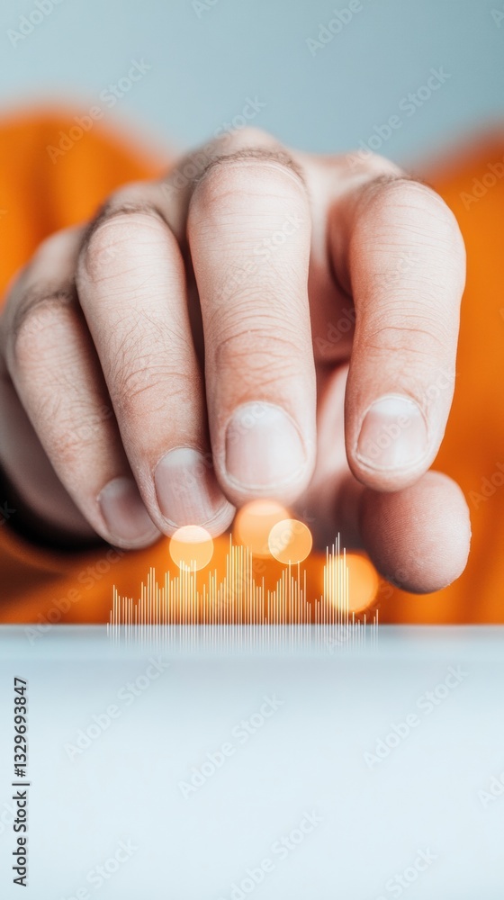 Aufkleber Mindful Data Manipulation Minimalist Hand Curating Digital Financial Insights with Empowered Precision - Next-Gen Investment Intelligence and Interactive Analytics