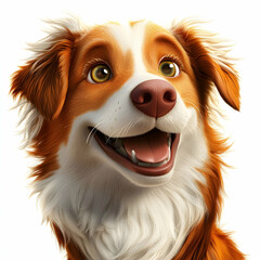 Dog appearing fun and full of energy on a white backdrop.