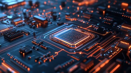 Obraz premium Futuristic Transparent Circuit Board with Quantum P