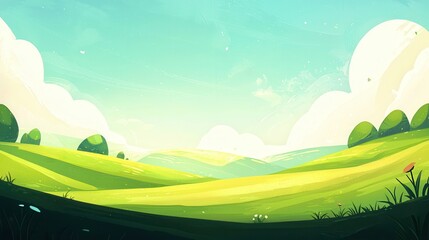 Obraz premium Serene Rolling Hills Landscape Under a Summer Sky